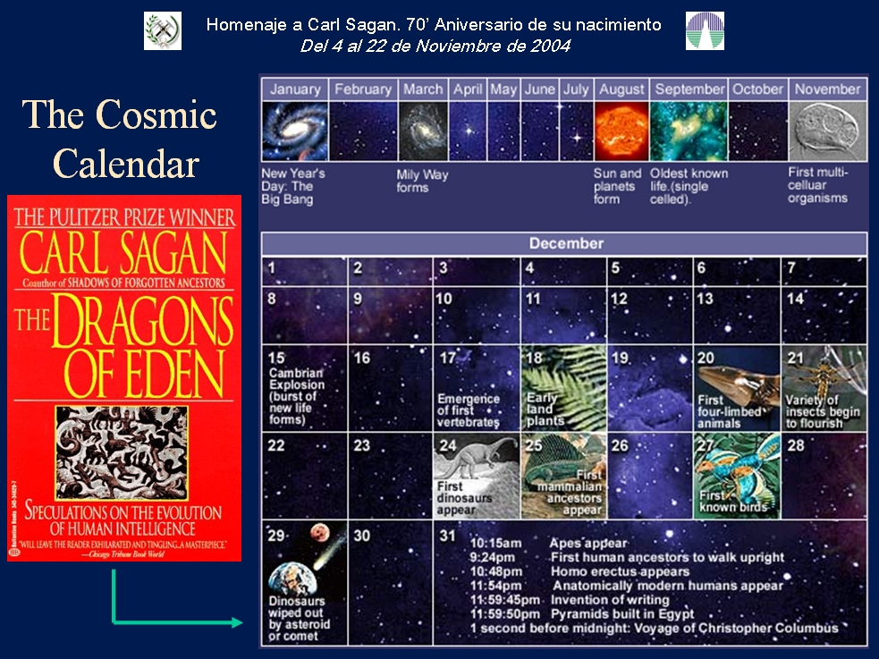 El Calendario Cósmico de Carl Sagan El Rincón de la Ciencia y la